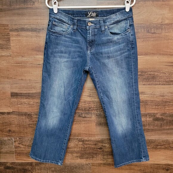 Lucky Brand Jeans Size 8 Logan Classic Rider Crop Pandada Wash Medium Light - Picture 1 of 12